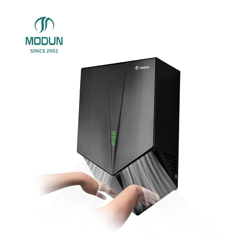 Asciugamani elettrico automatico Modun da parete in ABS nero a forma di V per hotel e case