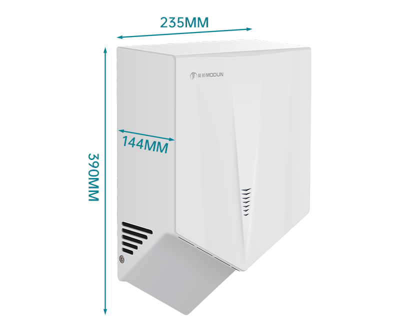 Asciugamani elettrico automatico Modun da parete in ABS nero a forma di V per hotel e case