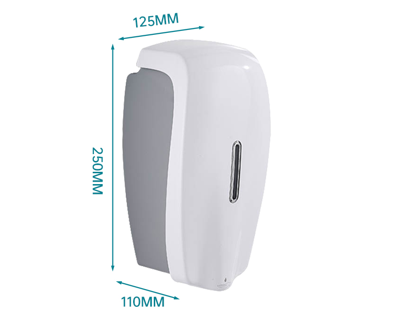 Dispenser di sapone liquido per mani in plastica per montaggio a parete per hotel dal design moderno bianco / argento da 1000 ml M-6206